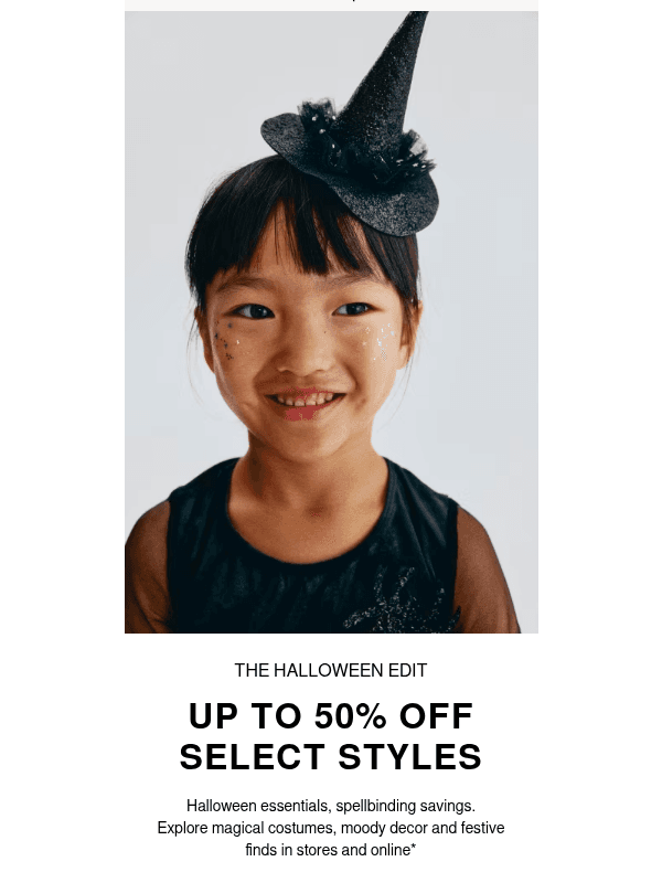 Newsletter preview: Trick-or-treat: Up to 50% off all this