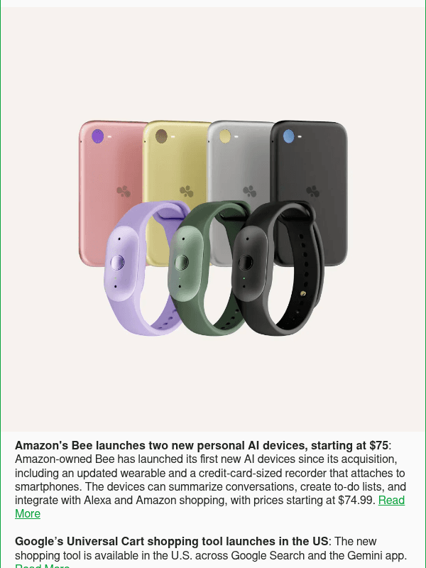 Newsletter preview: Amazon's Bee launches two new personal AI devices, starting at $75