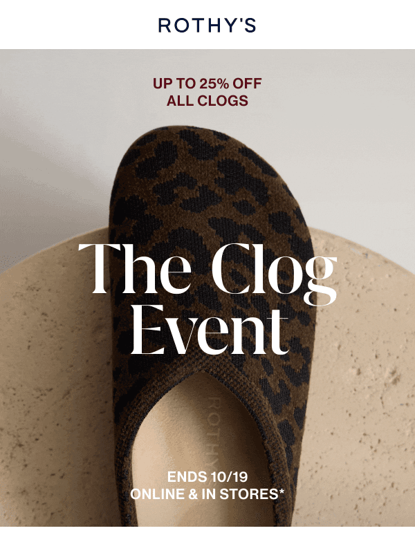Newsletter preview: So many clogs. Up to 25% off.
