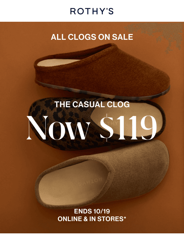 Newsletter preview: ReVelvet Casual Clogs? Also $119.